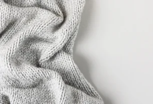 Soft gray wool blanket loosely folded and draped